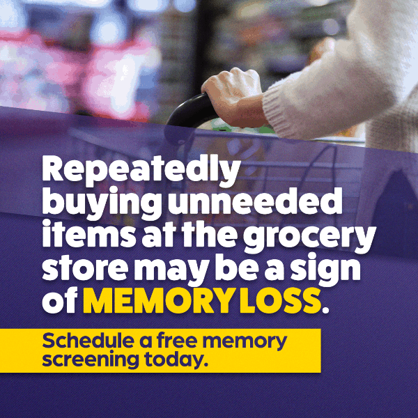 Repeatedly buying unneeded items at the grocery store may be a sign of memory loss