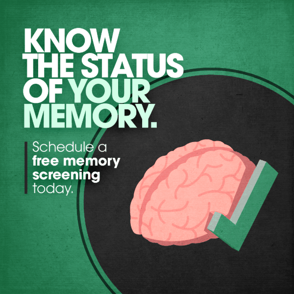 Know your memory status, brain with checkmark, clinical research, AD